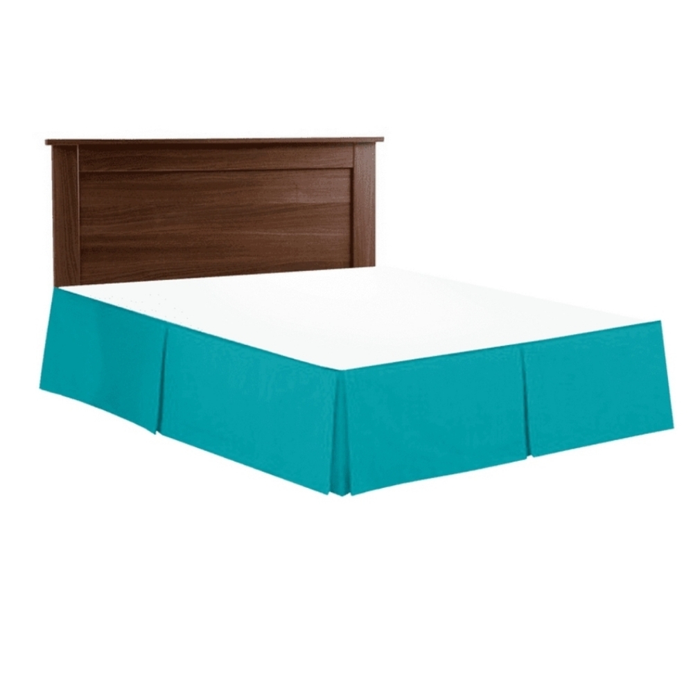 Superior king size 14" tailored pleated turquoise bed skirt